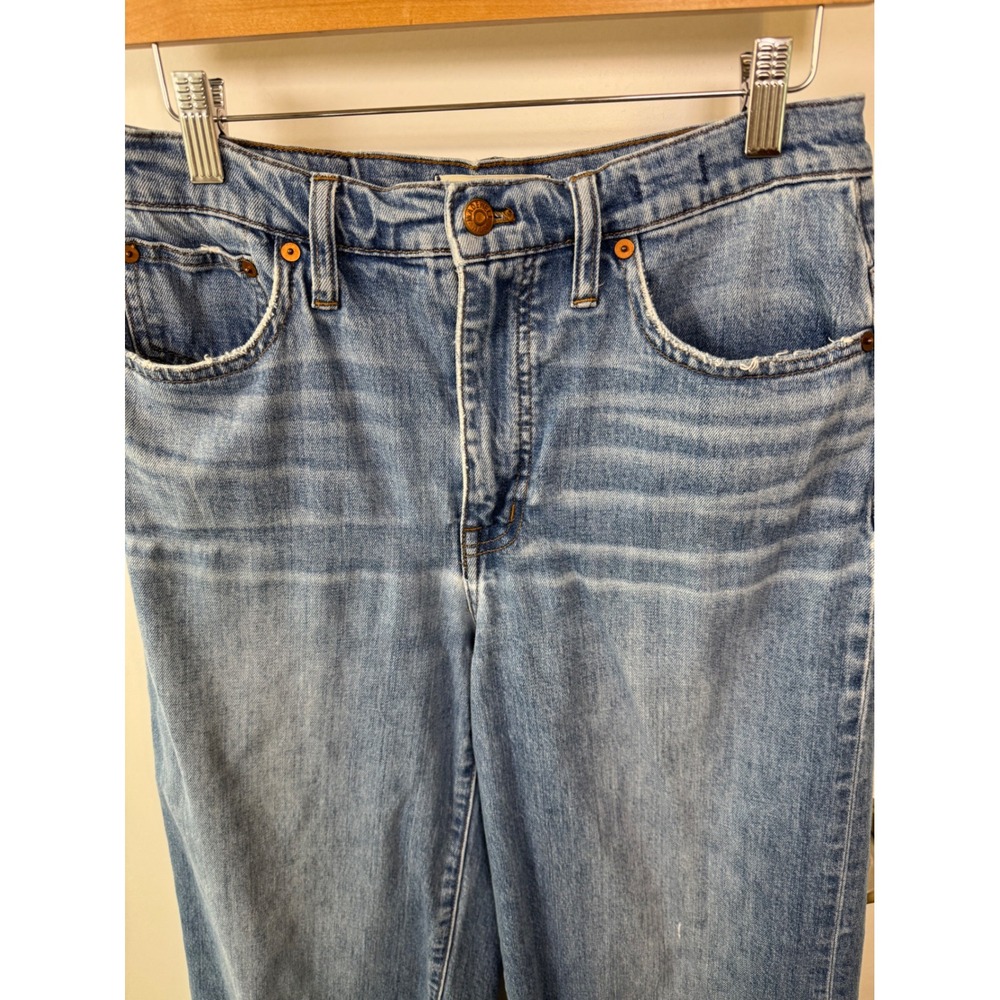 Madewell Wide-Leg Crop Jeans Light Wash Raw Hem High Rise Size 28 - Picture 5 of 8
